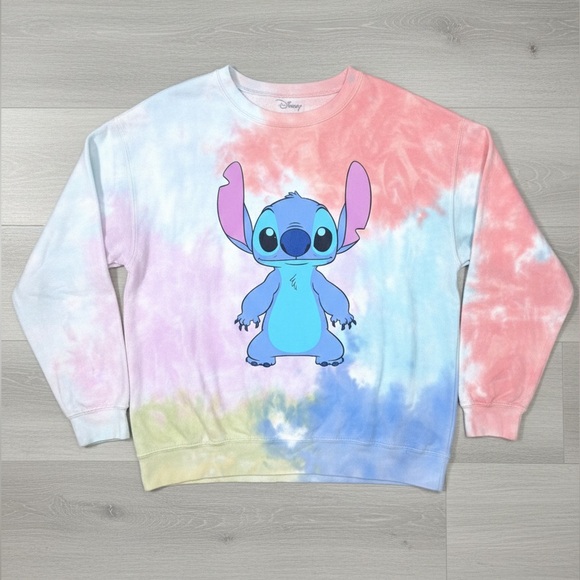 DISNEY STITCH Women’s Tie Dye Stitch Graphic Long Sleeve Sweatshirt - Picture 2 of 12
